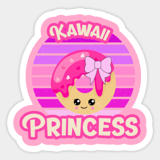 Kawaii Princess Doughnut: Pink and Lavender Retro Vintage Sunset Sticker